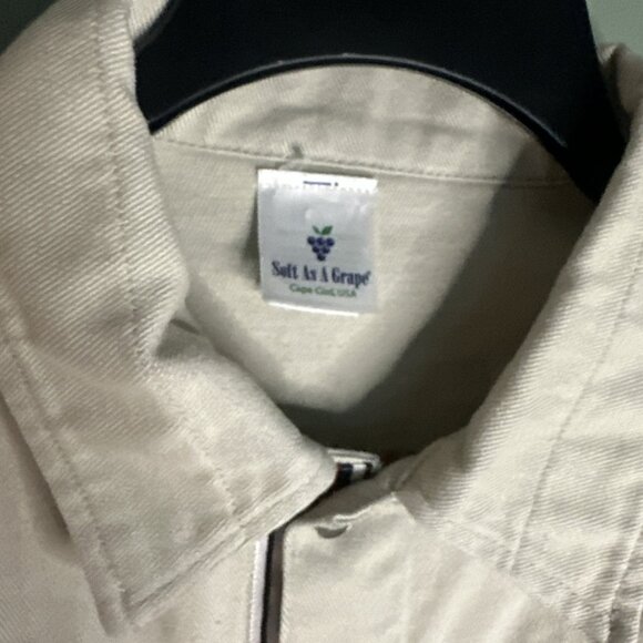 Boston Red Sox Women’s Trucker Jacket Sz L Embroidered Logo Button Down Beige - Picture 4 of 7